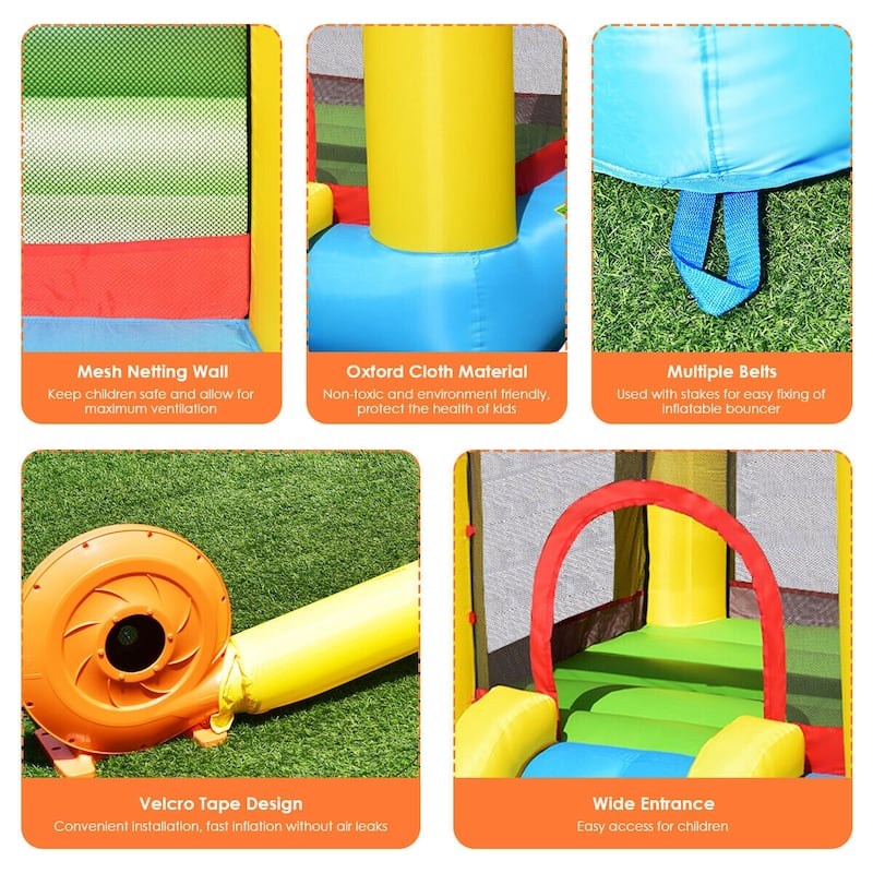 Gymax Inflatable Bounce House Kids Slide Jumping Castle Bouncer w/Pool