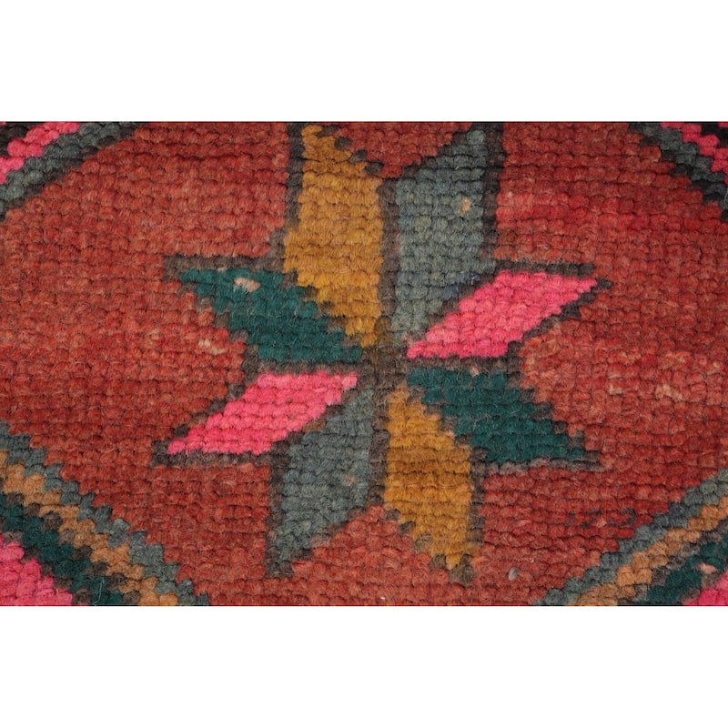 Hand Knotted Oriental 100% Wool Carpet Traditional Tribal Red Ardebil Runner Rug - 12' 7'' X 3' 6''