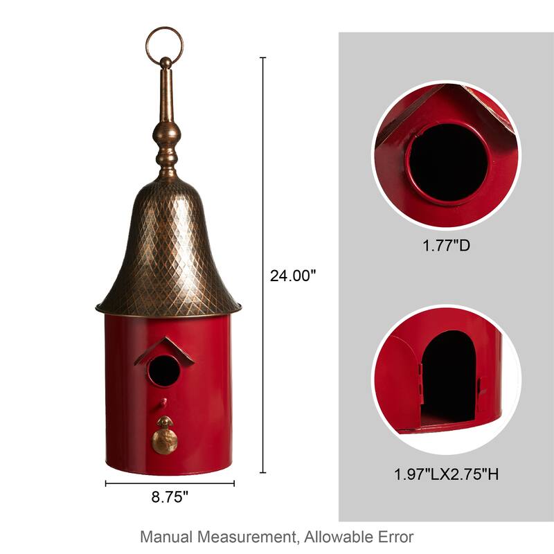 Glitzhome 24"H Bell Roof Decorative Outdoor Garden Birdhouse - 8.75''L X 8.75''W X 24.00''H