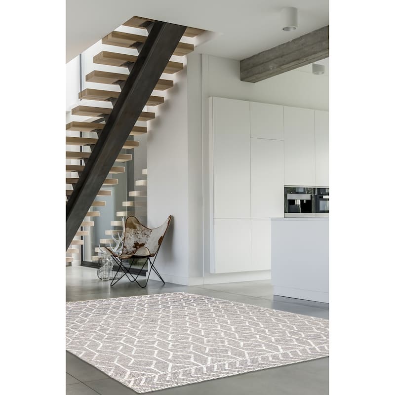 ECARPETGALLERY Braid weave Sienna Grey Wool Rug - 6'0 x 9'0