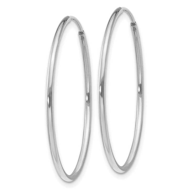 Curata 14k White Gold Polished Endless 1.2x28mm Tube Hoop Earrings