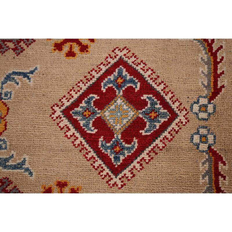 Hand Knotted Oriental 100% Wool Carpet Traditional Geometric Peach Kazak Area Rug - 10' 1'' X 8' 5''