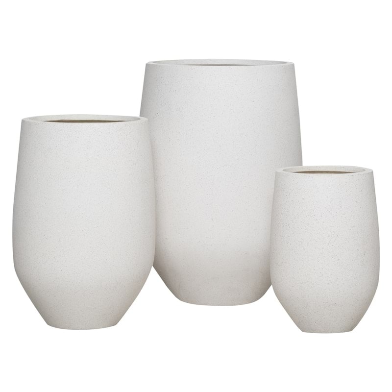 DreamPatio Garden Grove 1-Piece Fiberstone Planter - 18x18x25 - DottedWhite