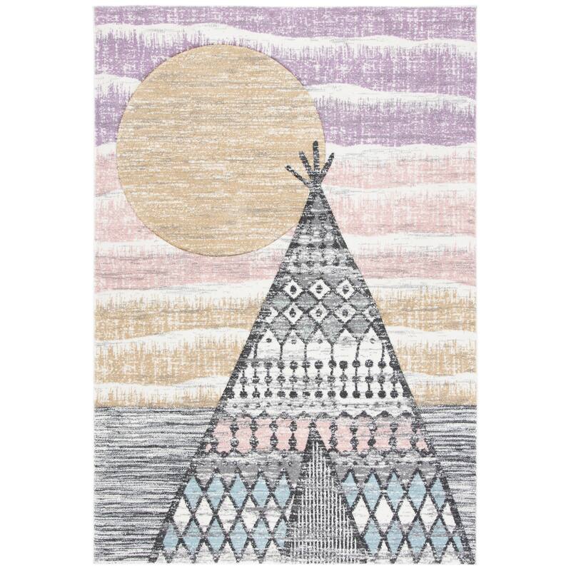 SAFAVIEH Carousel Kids Miko Boho Rug - 4' x 6' - Grey/Pink - Rectangle