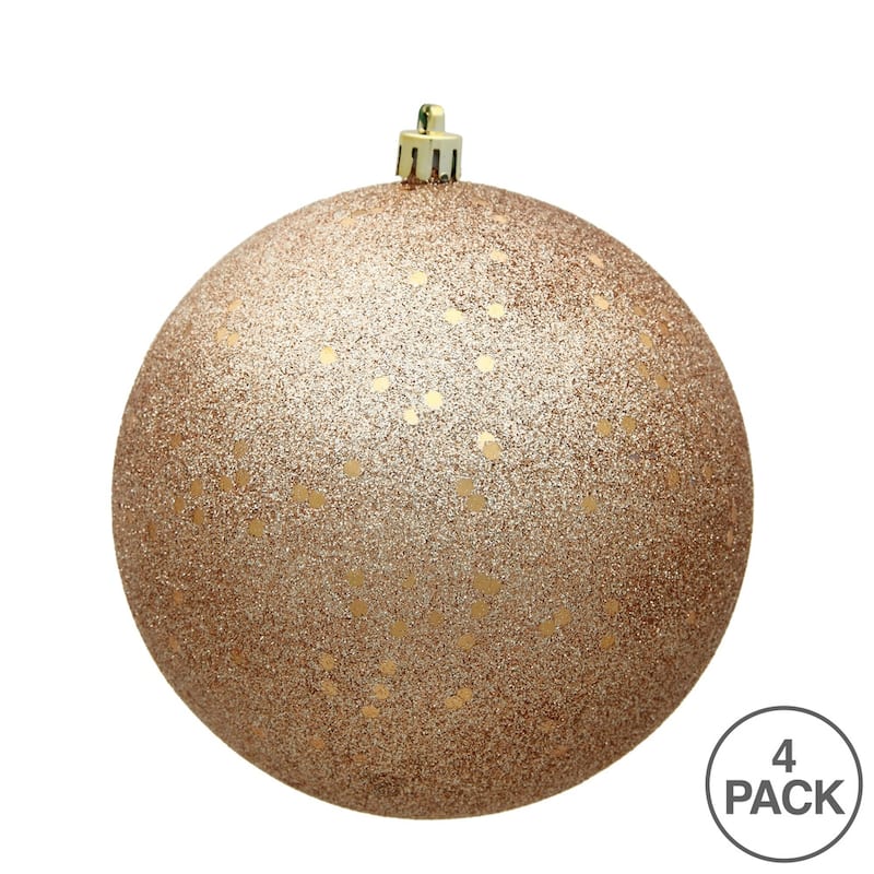 Vickerman 6" Cafe Latte Sequin Ball Ornament, 4 per Bag - Brown