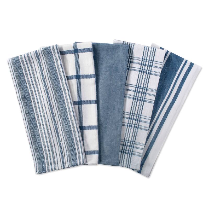 Design Imports Assorted Woven Dishtowel Set of 5 (28 inches long x 18 inches wide)