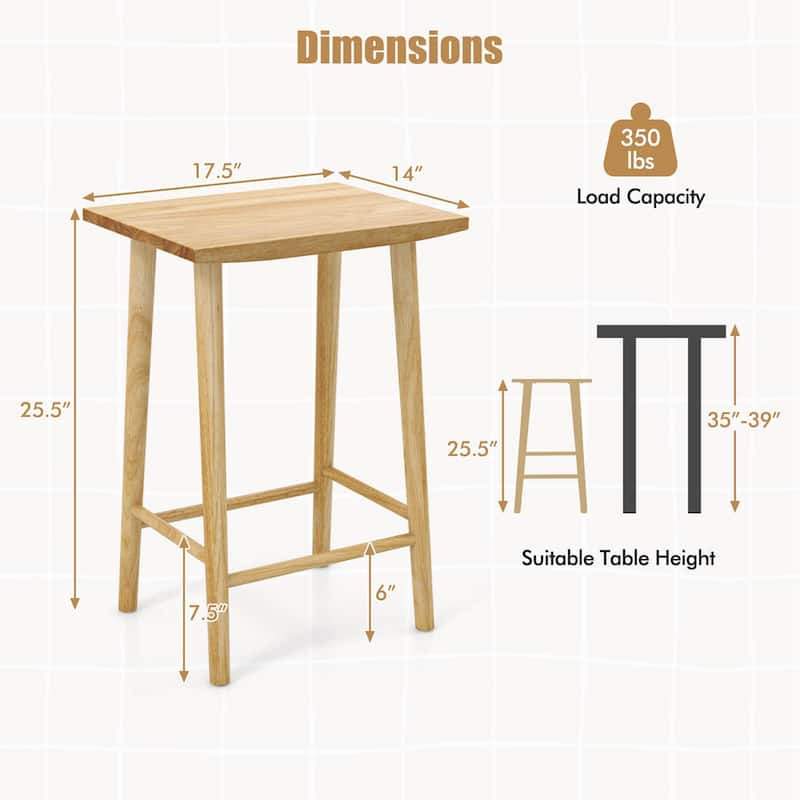 2/4 pcs Counter Height Bar Stools 25.5" Backless Wooden Dinning Chairs