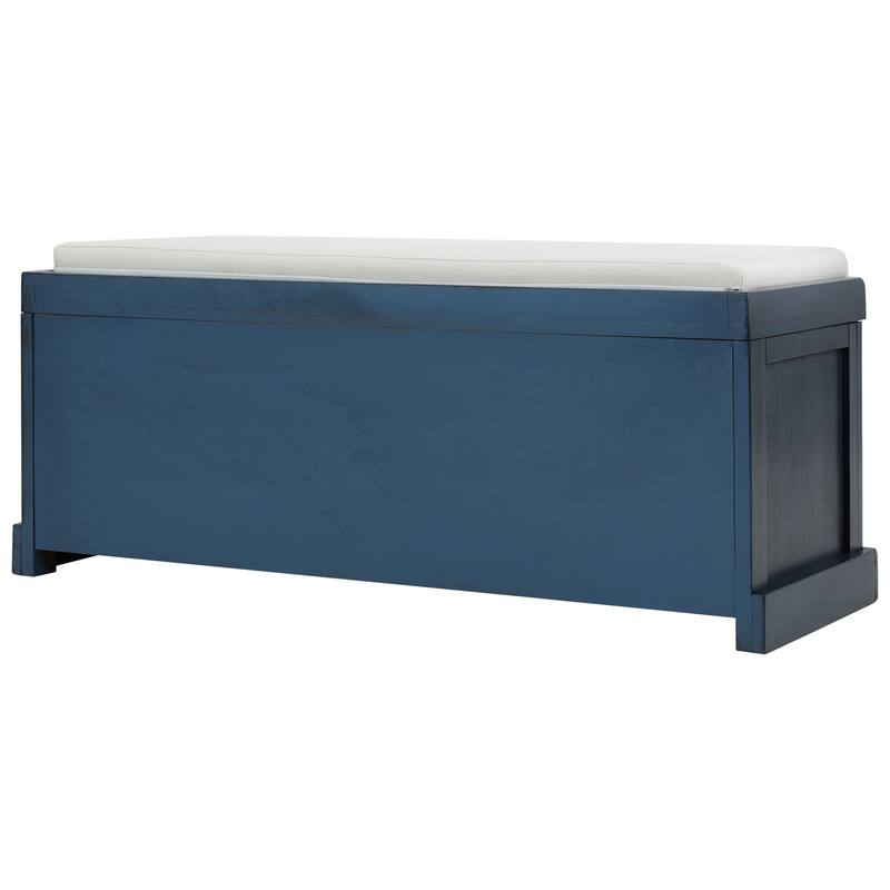 Rustic Storage Bench with 3 Removable Classic Rattan Basket , Entryway Bench with Removable Cushion