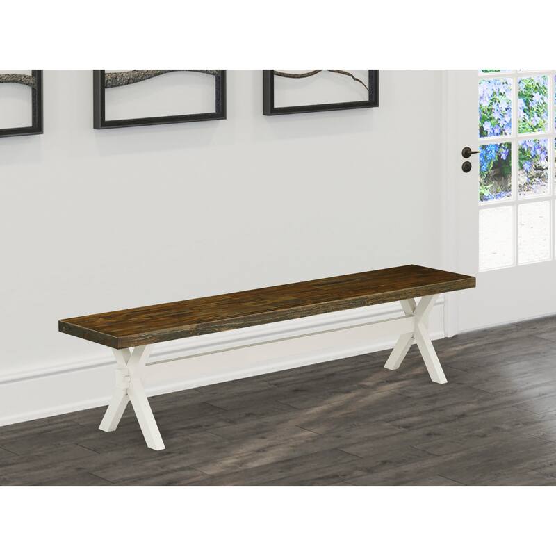 East West Furniture X-Style Modern Dining Bench with Wooden Seat, 72x15x18 Inch, Multi-Color (Finish Options) - XB077