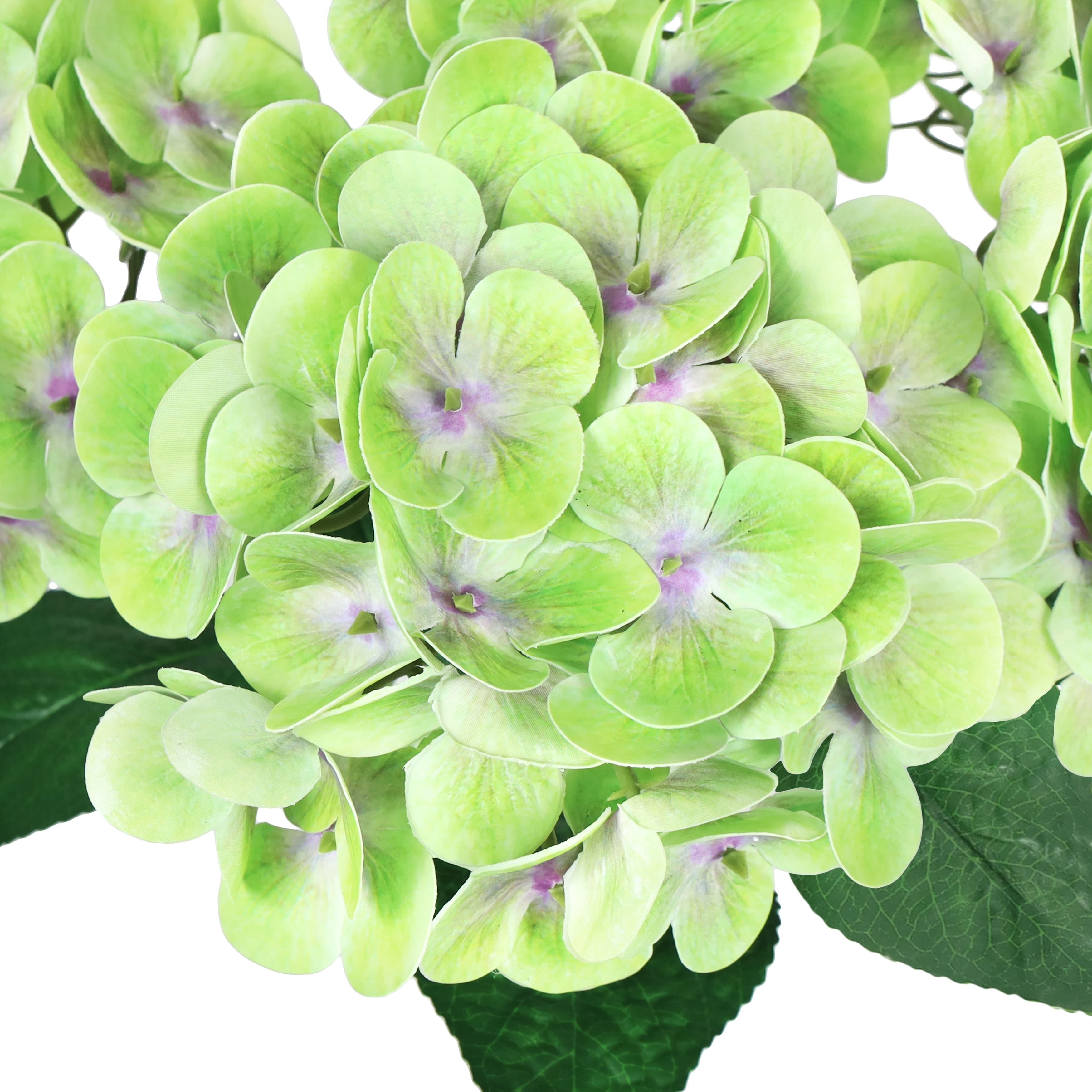 Set of 2 Natural Touch Light Green Artificial Hydrangea Flower Stem