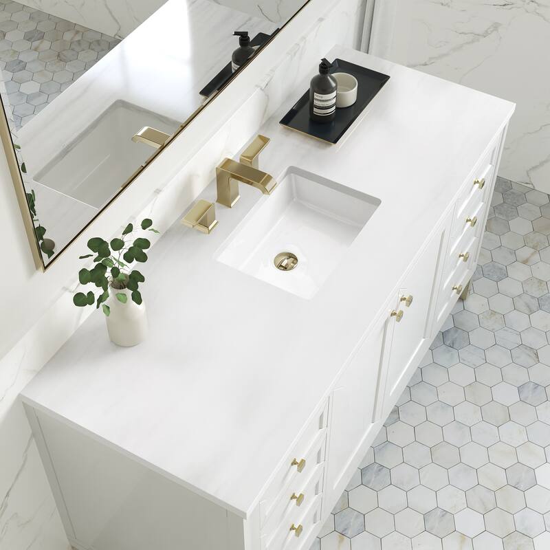 James Martin Vanities Chicago 60" Single Vanity, Glossy White