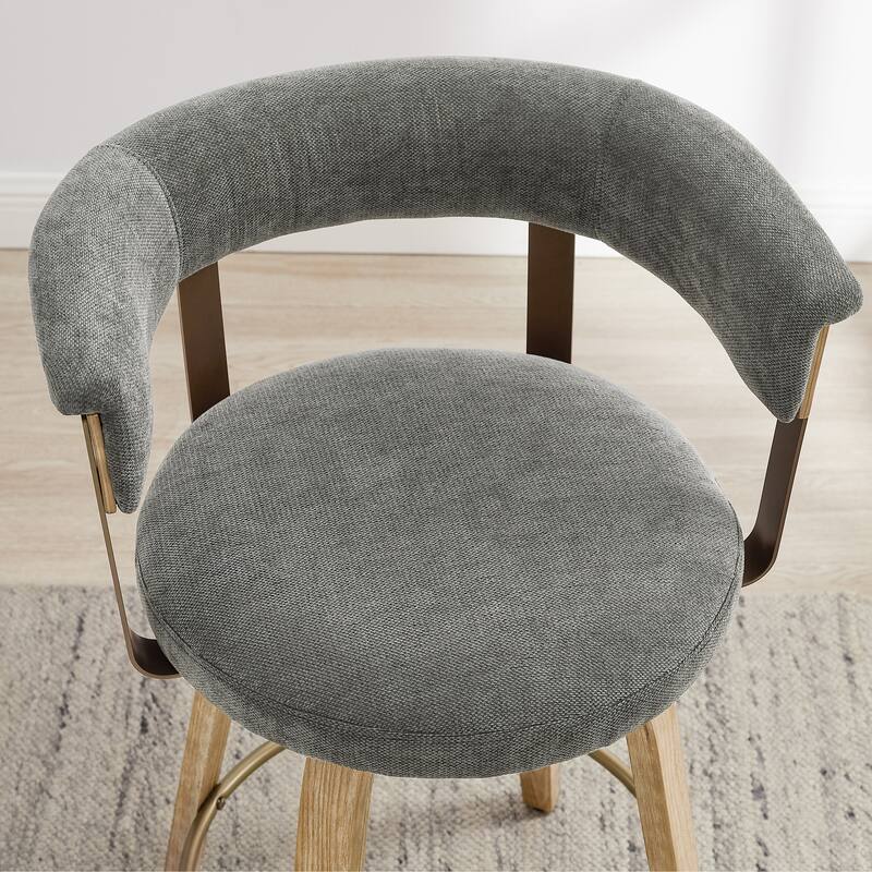 Art Leon Swivel Bar Stool Counter Height Chair with Wood Frame(set of 2)