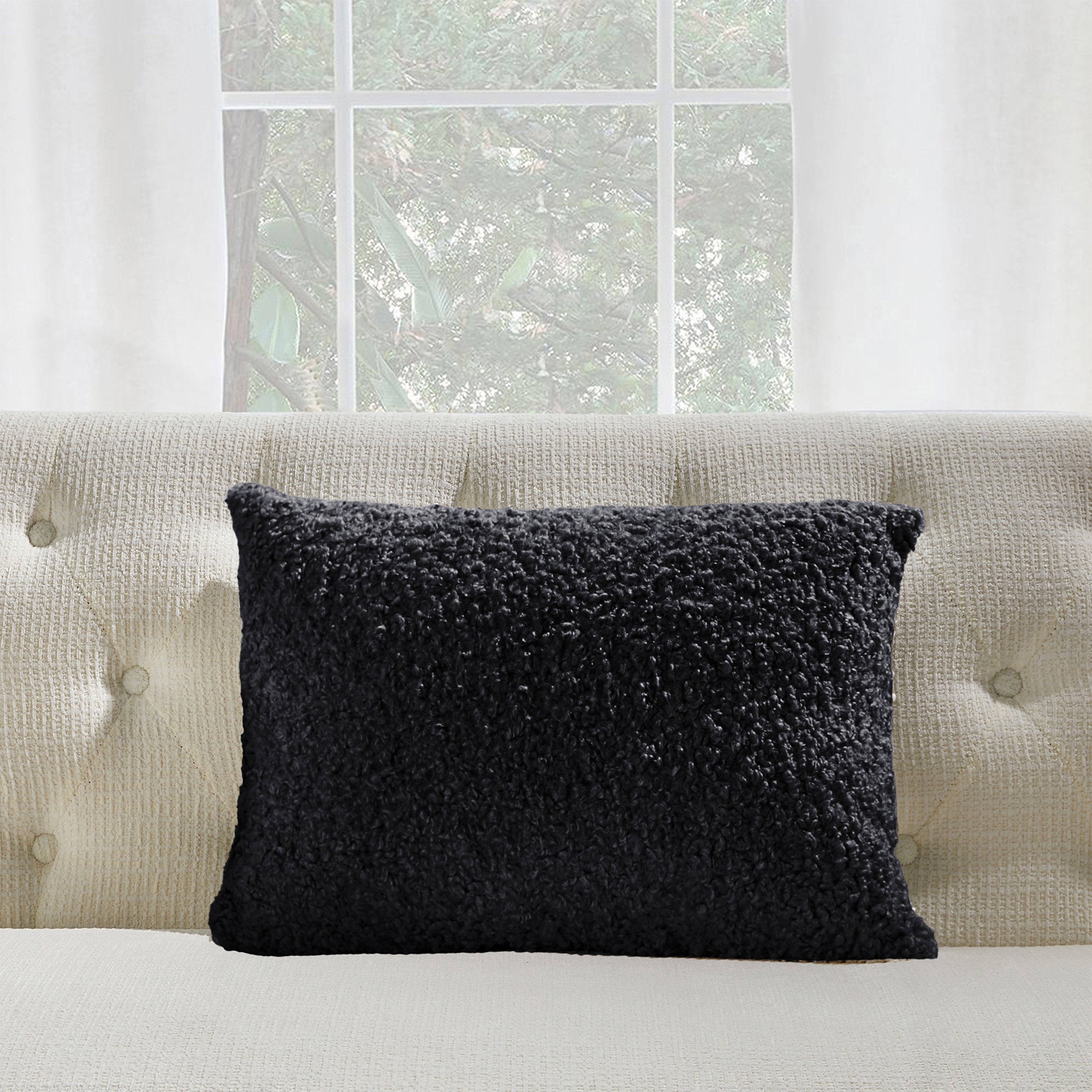 Black Boucle With Polyester Insert Pillow