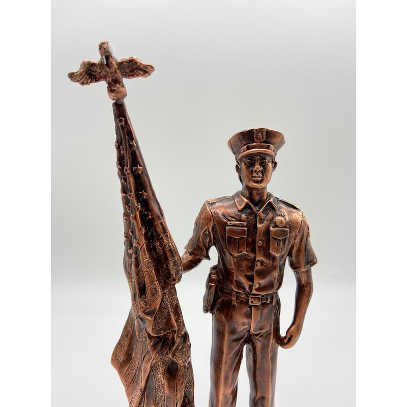 Bronze Policeman with Flag
