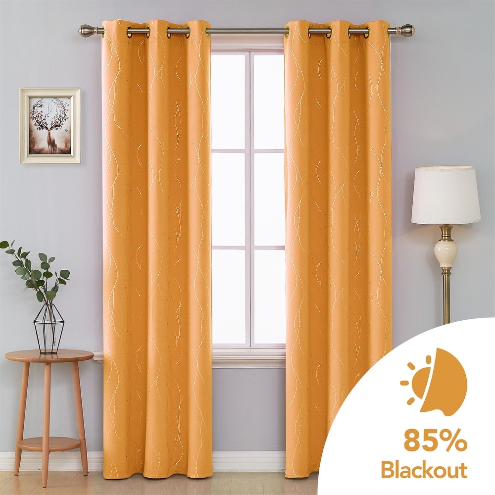 Deconovo Wave Line with Dots 42 Width Curtains Pair(2 Panel)