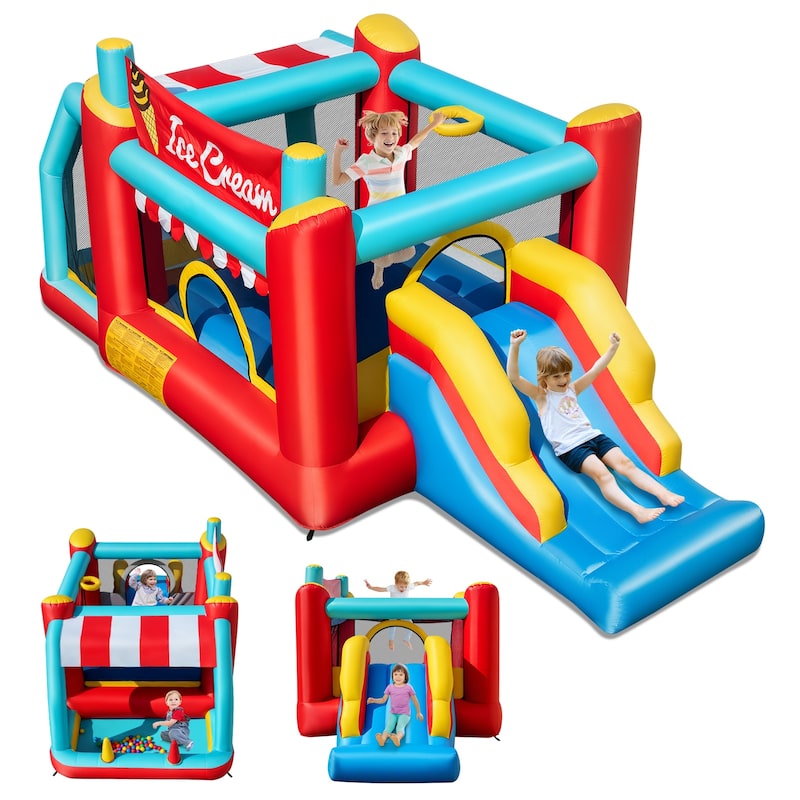 Gymax Inflatable Bounce House 5-in-1 Ice Cream Jumping Castle w/ 480W