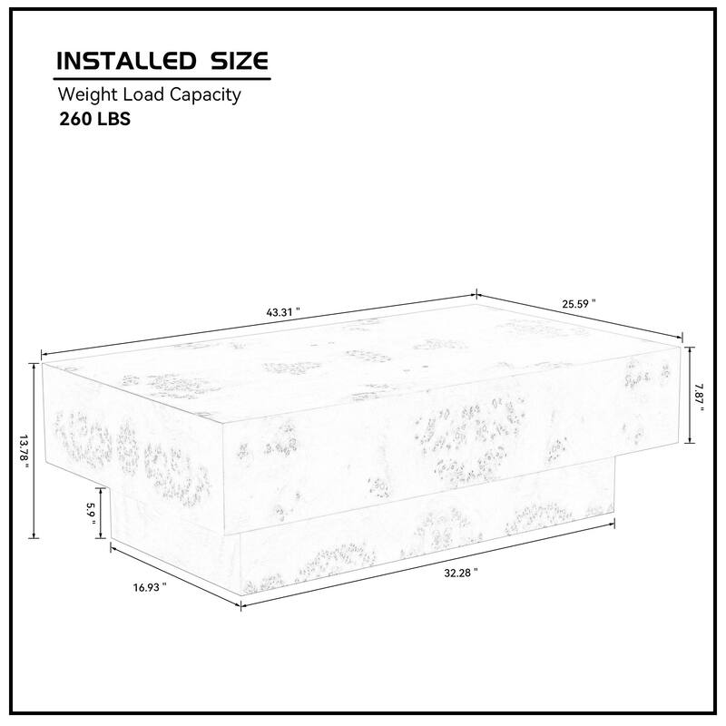 GDF Studio - Calera Mid-Century Modern Faux Burl Wood Coffee Table with Pedestal Base
