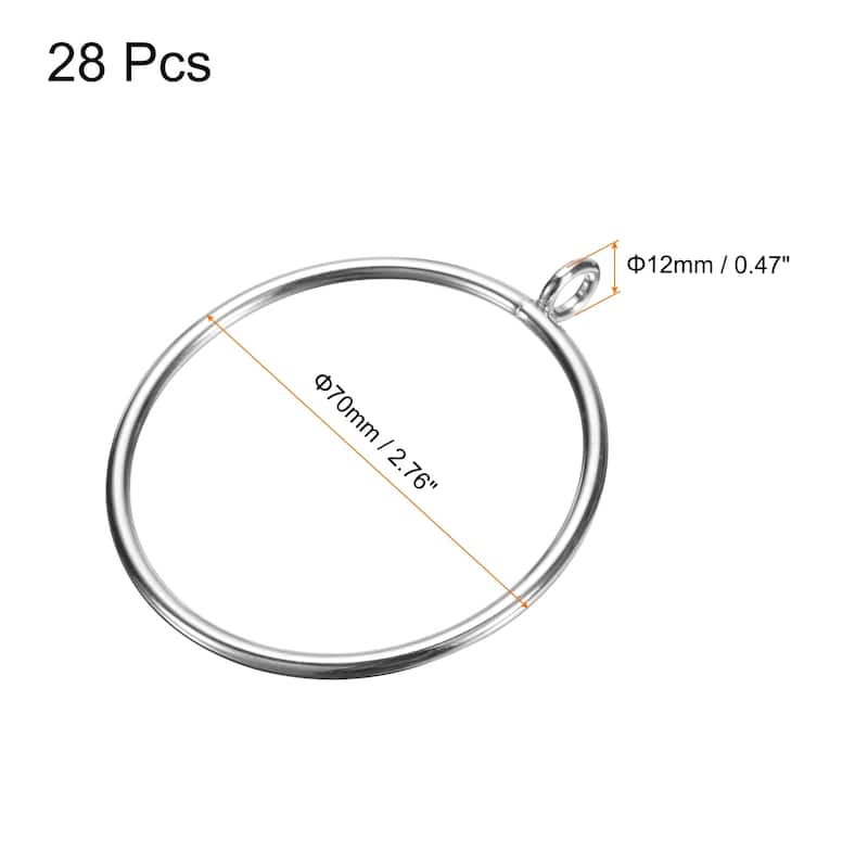 28 PCS Curtain Rod Rings with Eyelets - Silver - 2.5 Inch