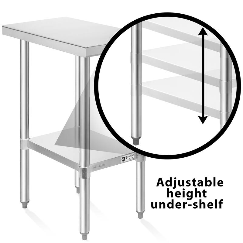 30 x 12in NSF Commercial Stainless Steel Prep and Work Table w Wheels - 30" x 12"