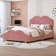 preview thumbnail 1 of 7, Dark Pink Velvet Upholstered Platform Bed, Cloud Shape Headboard, Footboard, Side board