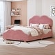 preview thumbnail 1 of 7, Dark Pink Velvet Upholstered Platform Bed with Cloud Shape