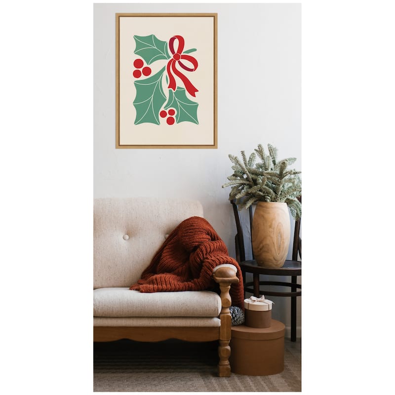 Kate and Laurel Sylvie Framed Canvas Christmas Icons Prima Set Nouveau Holly by Dominique Vari