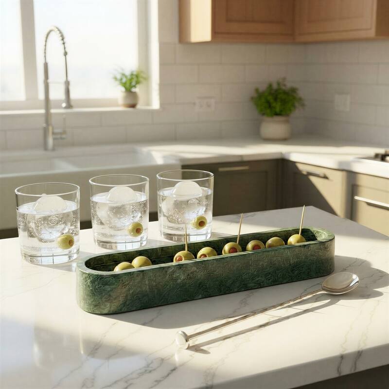 Marble Cracker Dish - Green