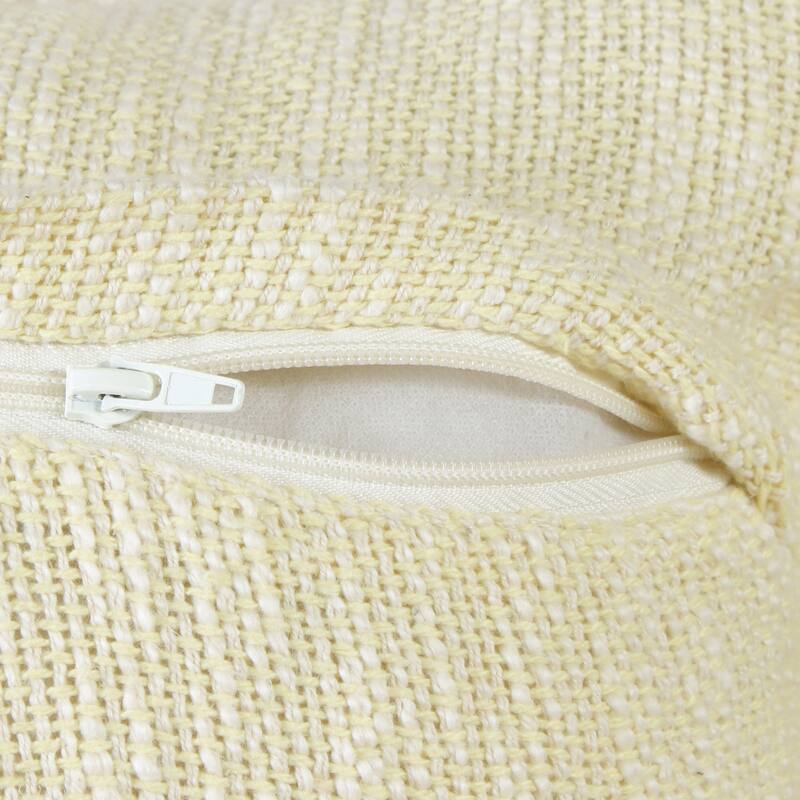 Hand Woven Two Tone Square Throw Pillow - 20" - Lemonade Yellow and White