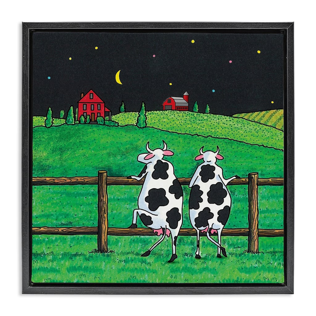 Stupell Girls Night Out Cows Framed Floater Canvas Wall Art Design By Roger Straub
