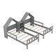 preview thumbnail 7 of 26, Double Twin Size Platform Bed with House-Shaped Headboard and Built-in Nightstand, Grey - Functional Design for Kids' Rooms