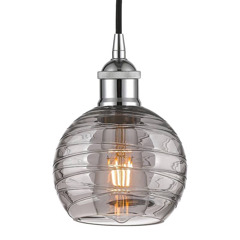 Innovations Lighting 616-1P 8 6 Athens Deco Swirl Pendant Athens Deco - Polished Chrome / Light Smoke Deco Swirl