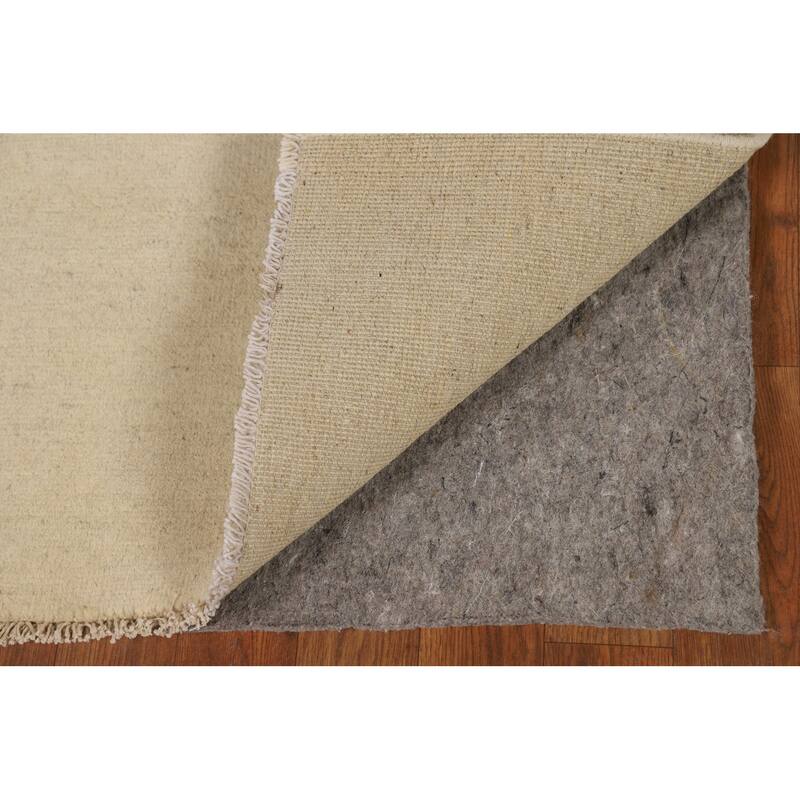 Gabbeh Modern Foyer Rug Handmade Beige Solid Wool Carpet - 2'7"x 4'0"