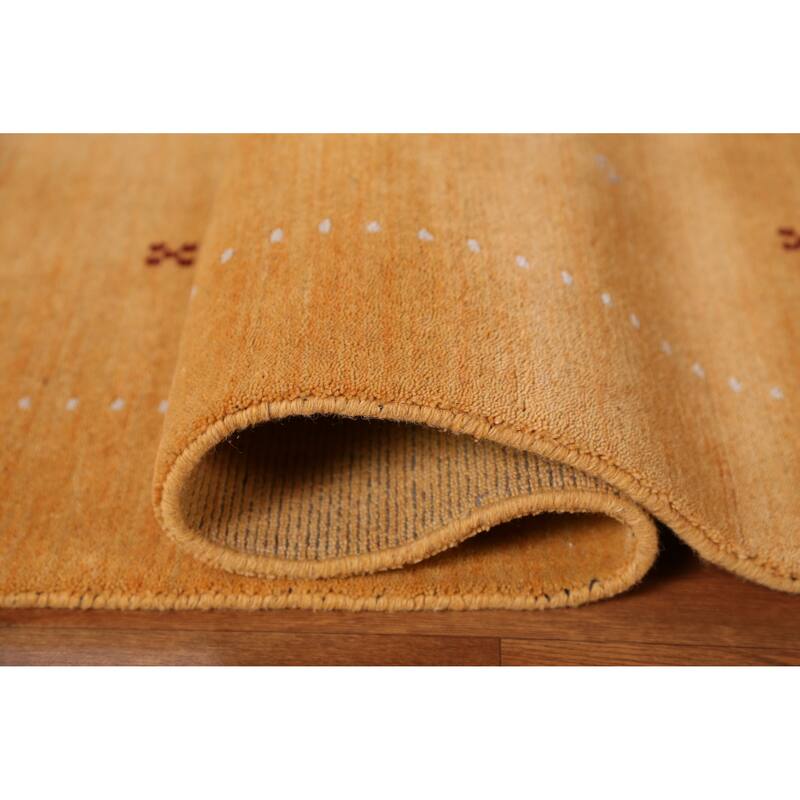 Hand Knotted Oriental 100% Wool Carpet Tribal Tribal Yellow & Gold Gabbeh Area Rug - 6' 4'' X 4' 7''
