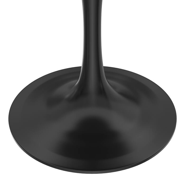 LeisureMod Verve 27" Round Dining Table with Sintered Stone TableTop and Black Steel Base for Kitchen & Dining Room - 27.56