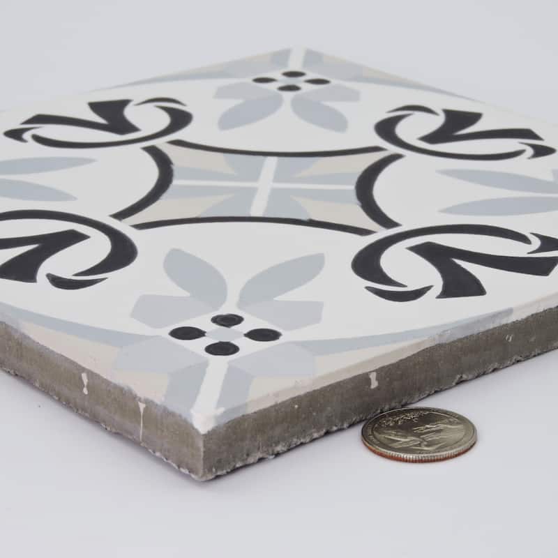 Handmade Tifelt in Grey and Black Tile, Pack of 12 (Morocco)