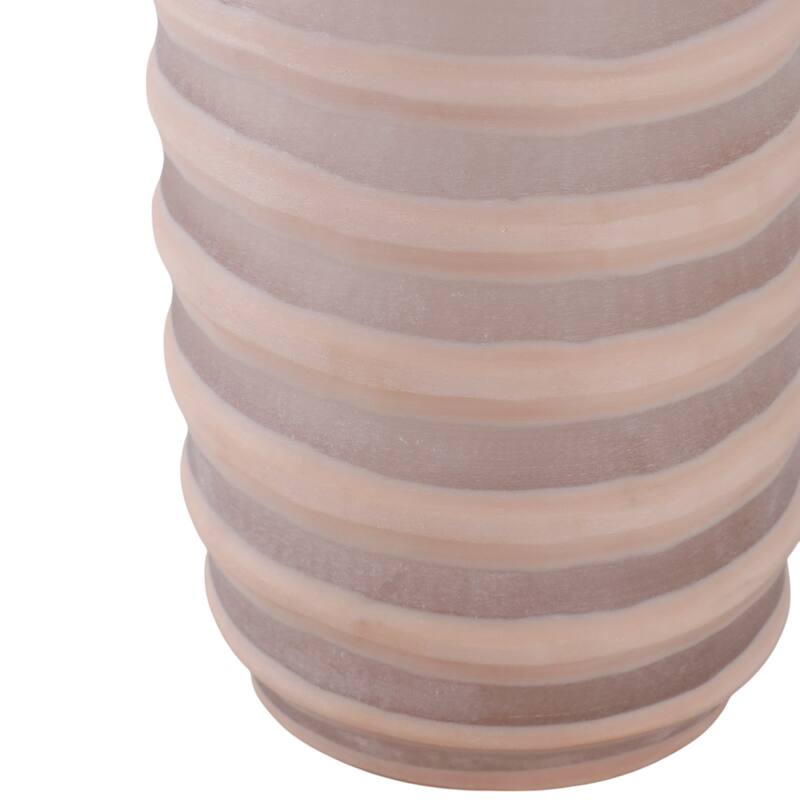 Glass Vase Carved Tall Ribbed Silhouette for Floral Arrangements