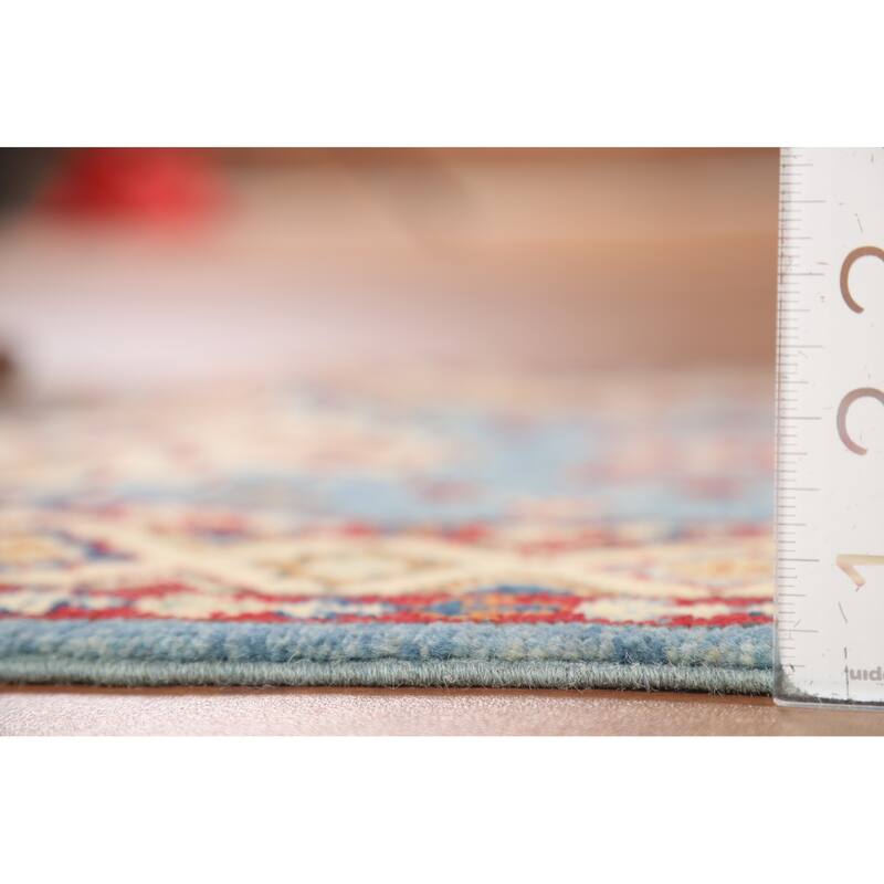 Light Blue Kazak Foyer Rug Handmade Wool Carpet - 2'0" x 3'0"