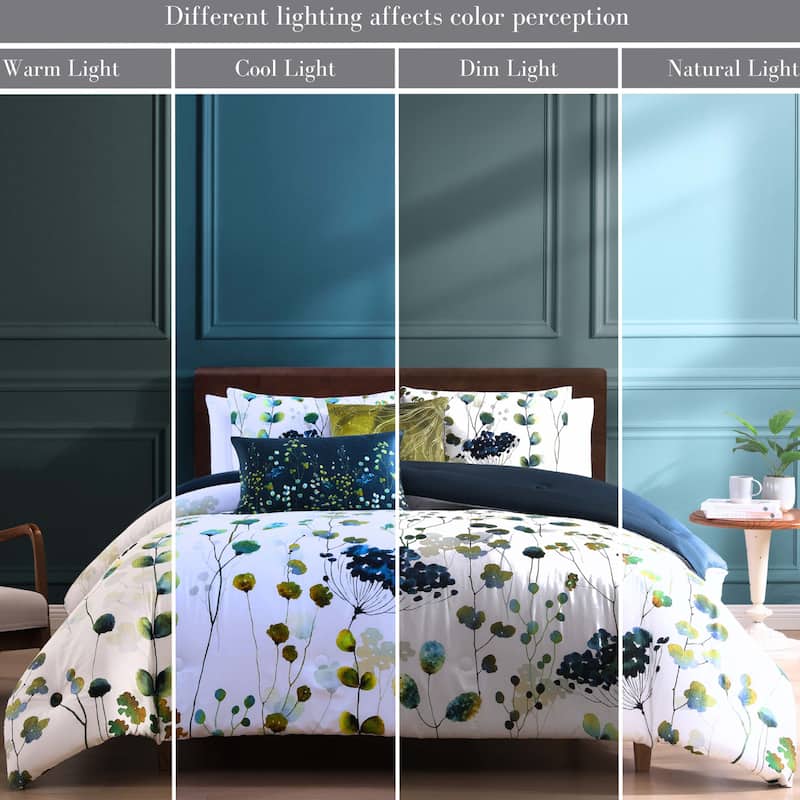 Bebejan Abstract 100% Cotton Sateen Vines 5 Piece Reversible Comforter Set