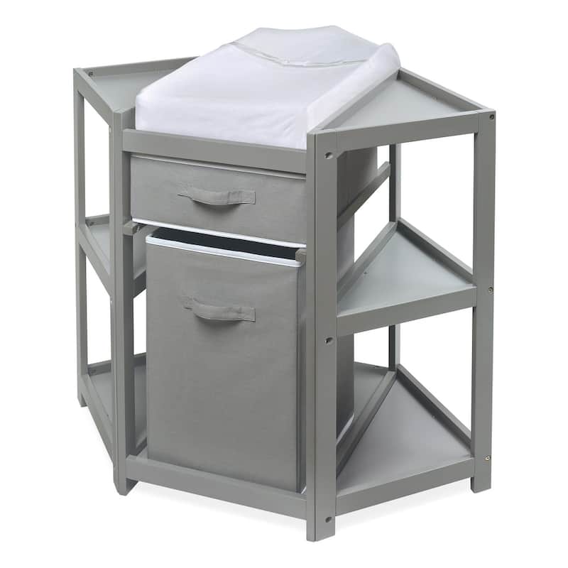 Diaper Corner Baby Changing Table with Hamper and Basket