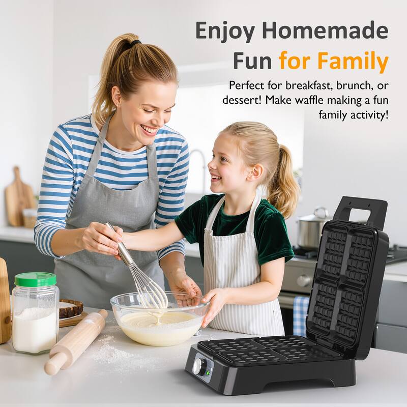 4-Slice Waffle Maker with Adjustable Temperature Control - N/A