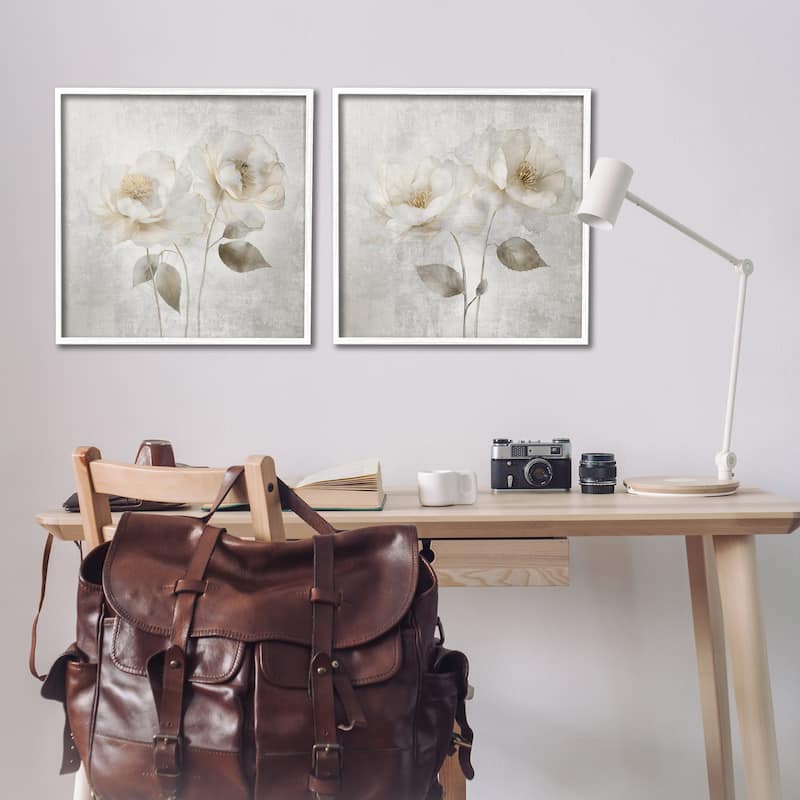 Stupell Soft Chic Roses Framed Giclee Art Design By Irene Weisz (Set of 2)