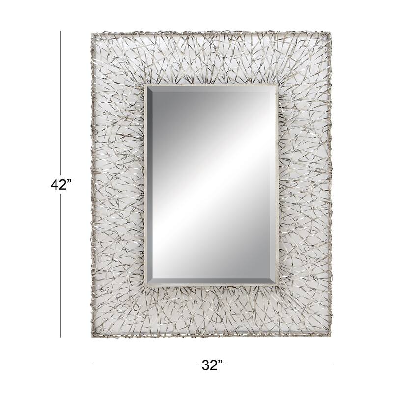 Silver Metal Ribbon Wall Mirror - 33 x 2 x 43
