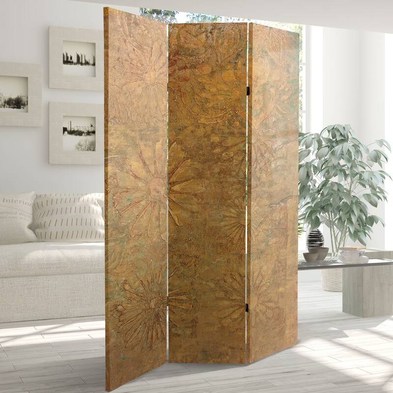 6 ft. Tall Gilded Flowers Canvas Room Divider