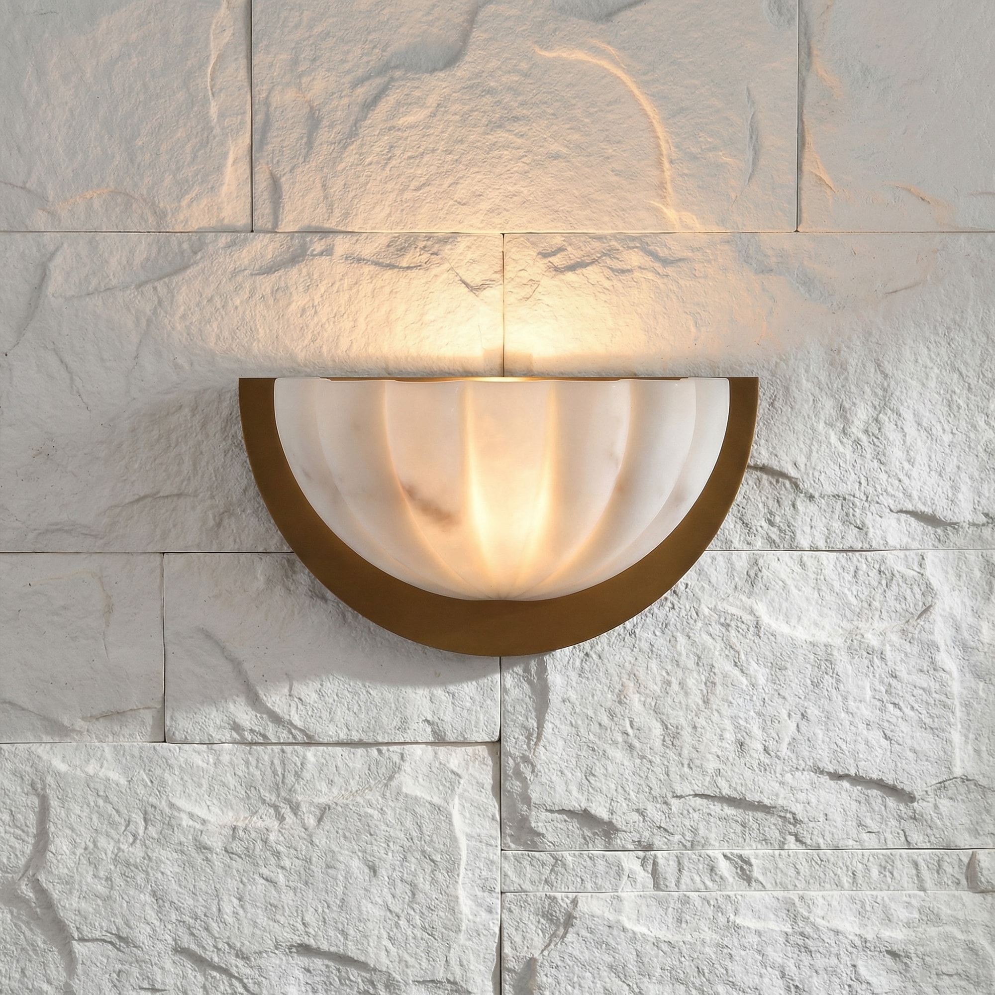 12" Modern Gold Half Moon Scalloped Wall Sconce Wall Light with Polyresin Shade - 12" D x 5.12" W x 5.12"