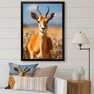 Designart quot Graceful Antelope I quot Animals Antelope Framed Canvas Wall Art
