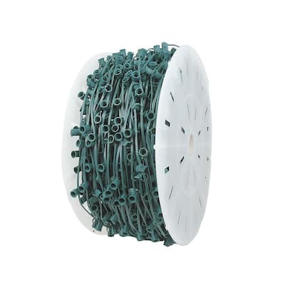 Novelty Lights 1,000 Foot C7 Christmas String Bulk Reel, Green Wire, 12" Spacing