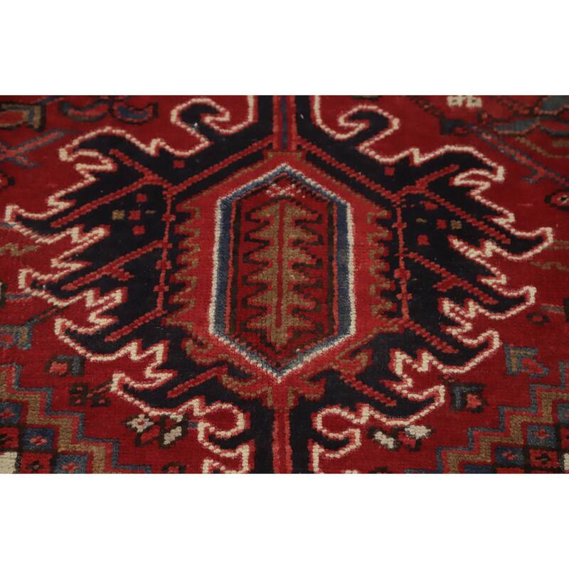 Hand Knotted Oriental 100% Wool Carpet Traditional Medallion Red Heriz Area Rug - 10' 11'' X 7' 6''