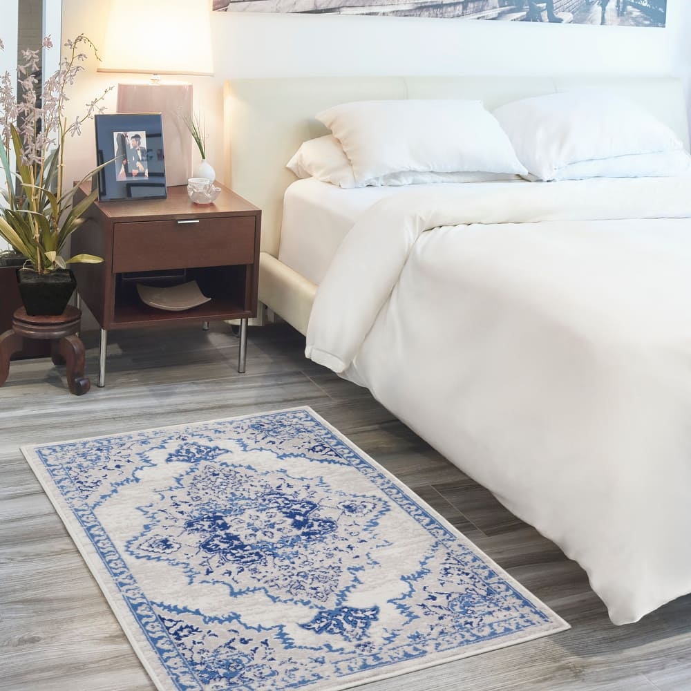 Nourison Whimsicle Persian Medallion Ivory Blue Area Rug