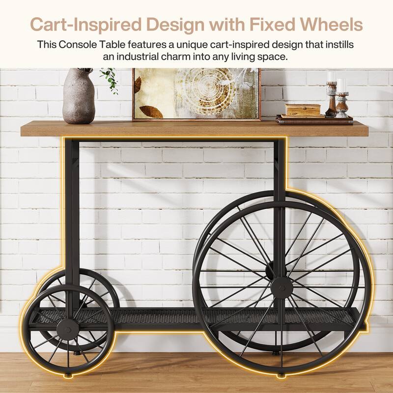 Industrial 47" Entryway Console Table with Shopping Cart Base