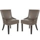 preview thumbnail 18 of 37, SAFAVIEH Loire Leather Nailhead Dining Chairs (Set of 2)